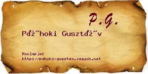 Páhoki Gusztáv névjegykártya