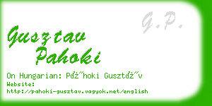 gusztav pahoki business card